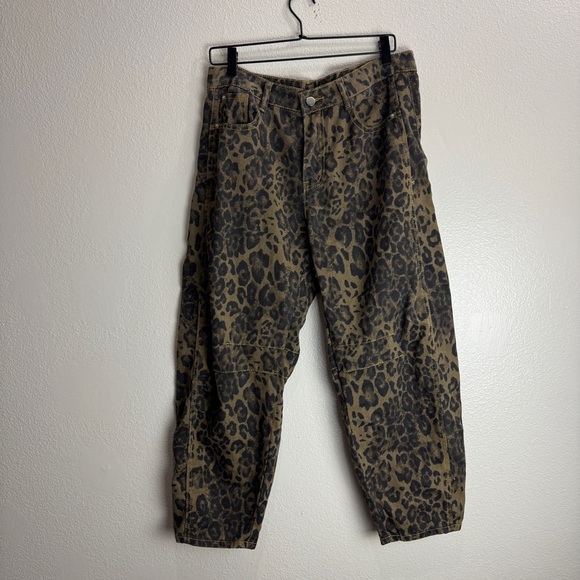 Vintage Leopard Denim Jeans Size Large Y2K Unisex - Picture 1 of 8